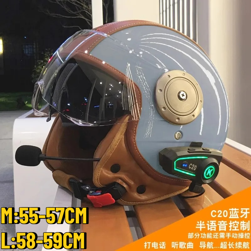 Full Face Motorcycle Helmet With Bluetooth - Electric Motorcycle Double Mirror Smart Bluetooth