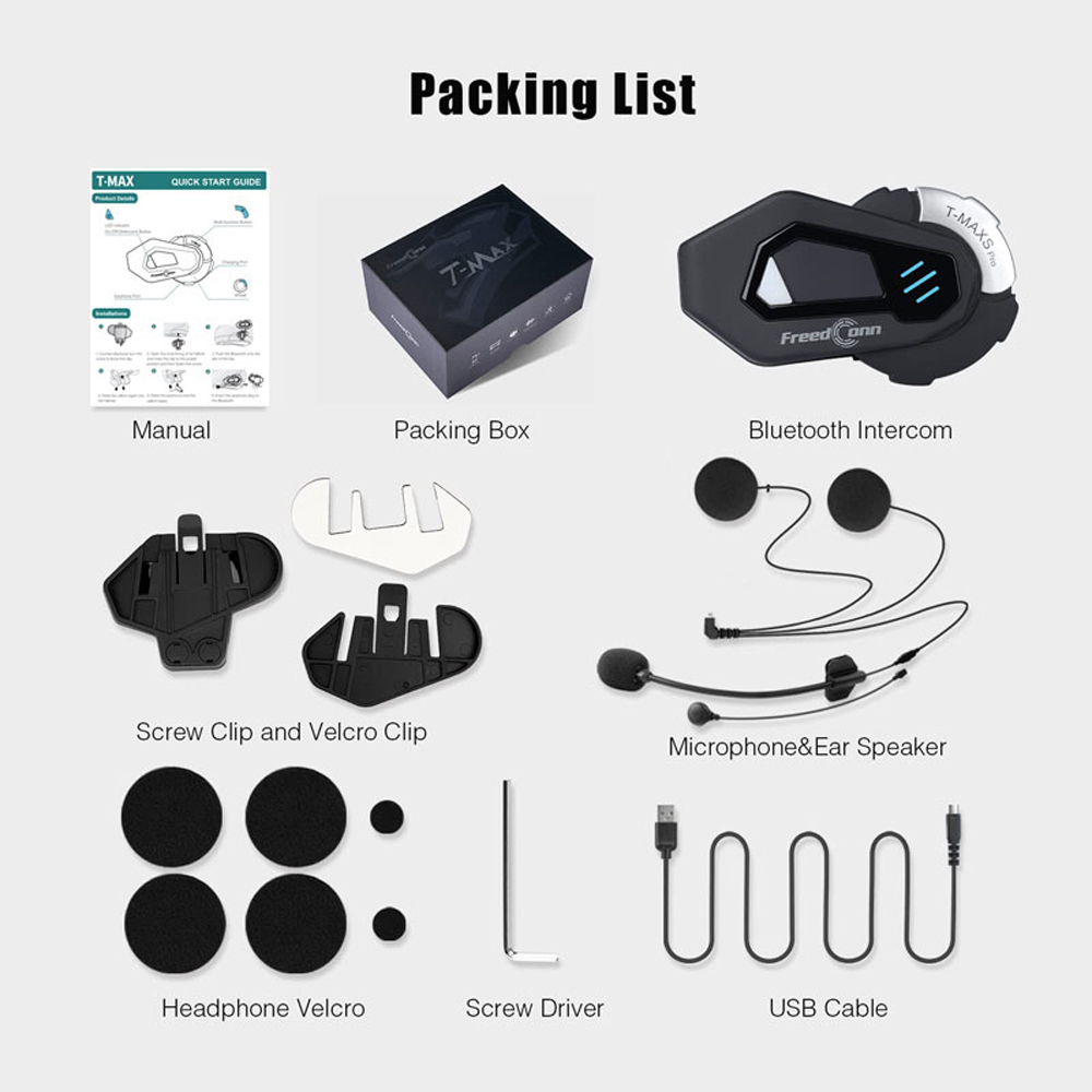 FreedConn T MAX S PRO Motorcyc - Universal Motorcycle Helmet Intercom Headset recension och pris