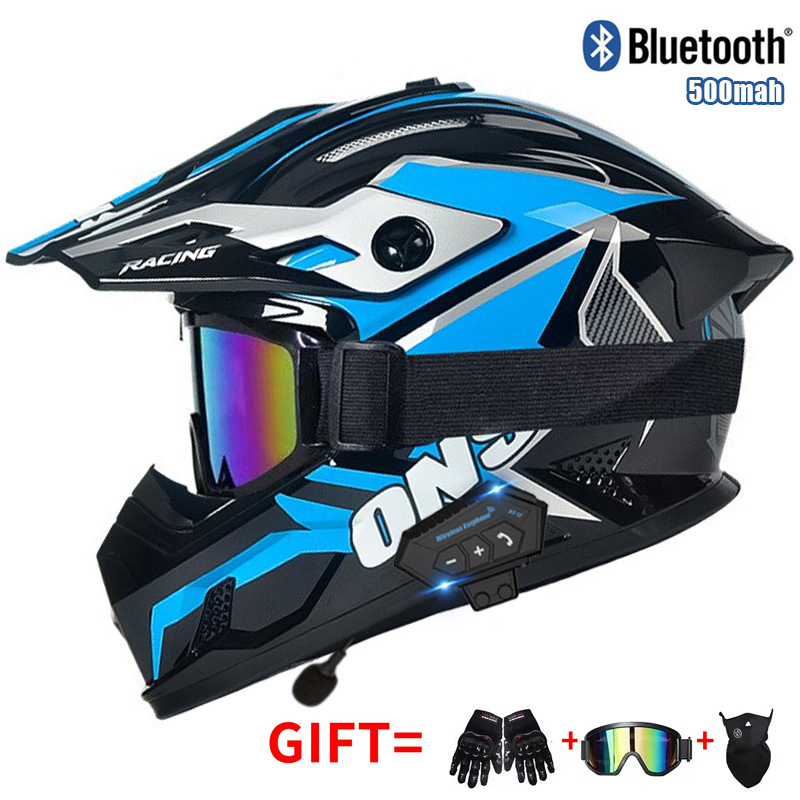 Motorcycle Off Road Helmet wit - Full Face Motorcycle Helmet With Bluetooth recension och pris