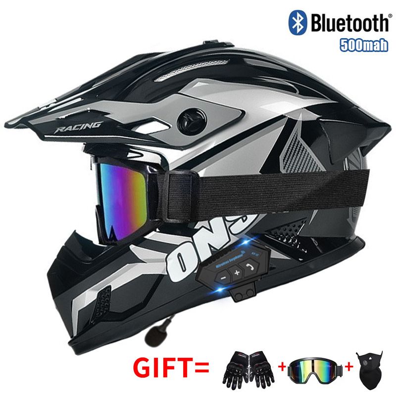 Motorcycle Off Road Helmet wit - Full Face Motorcycle Helmet With Bluetooth recension och pris