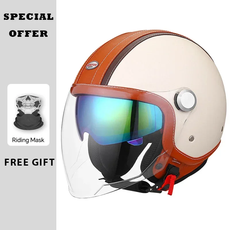 Vintage Leather Open Face Helm - Vintage Open Face Retro Helmet recension och pris