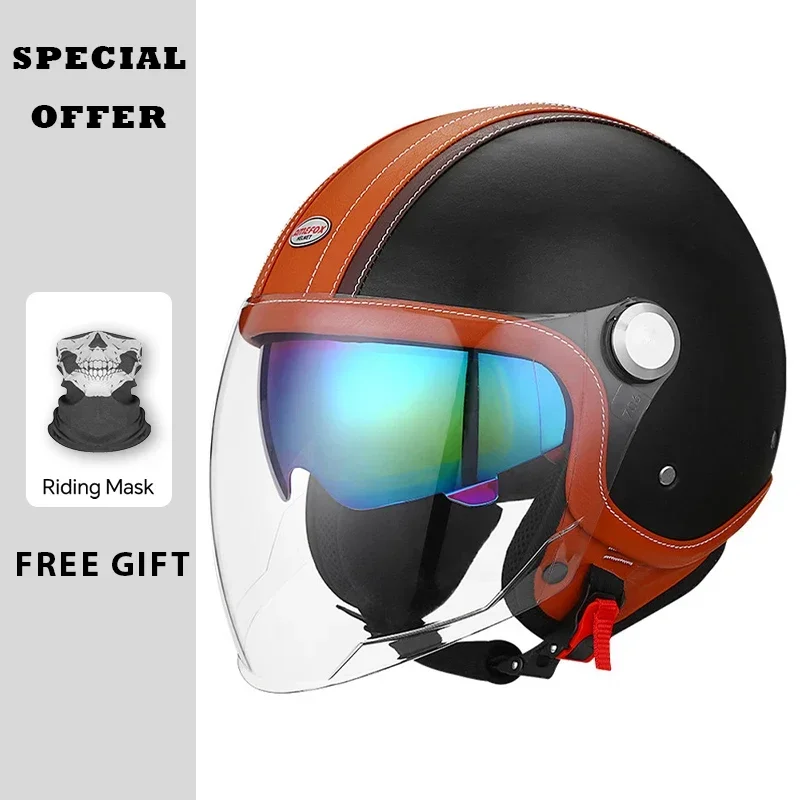 Vintage Leather Open Face Helm - Vintage Open Face Retro Helmet recension och pris